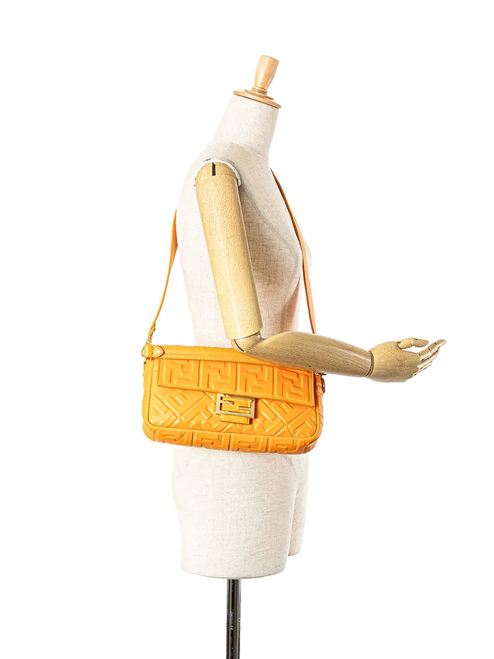 Fendi Pre-Owned 2010-2024 Zucca leren Bagbaguette boekentas met reliëf - Oranje