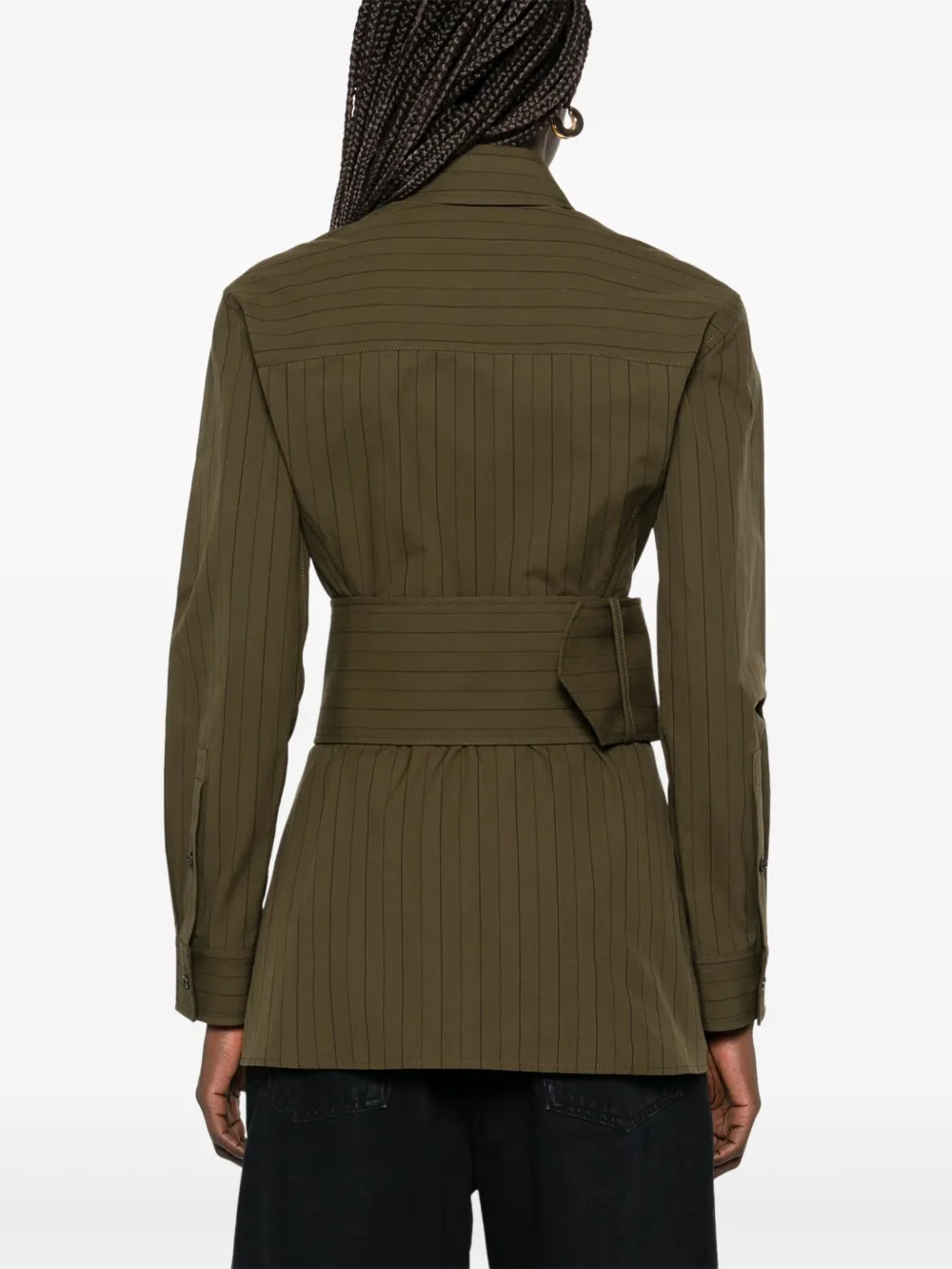 Burberry Green Belted Cotton Overshirt In Grün