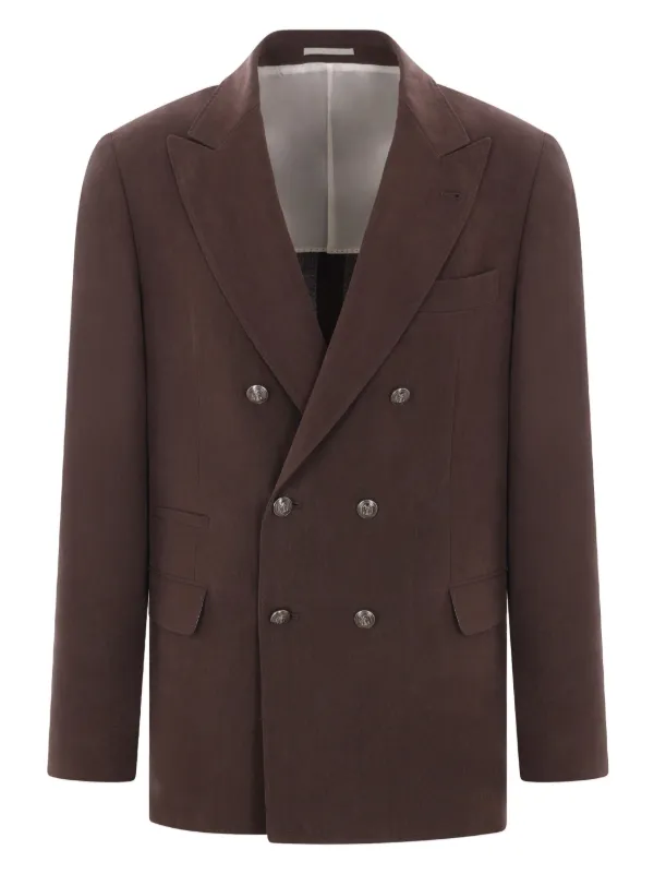 Brunello Cucinelli - White & Brown Wide Stripe Cotton Sport