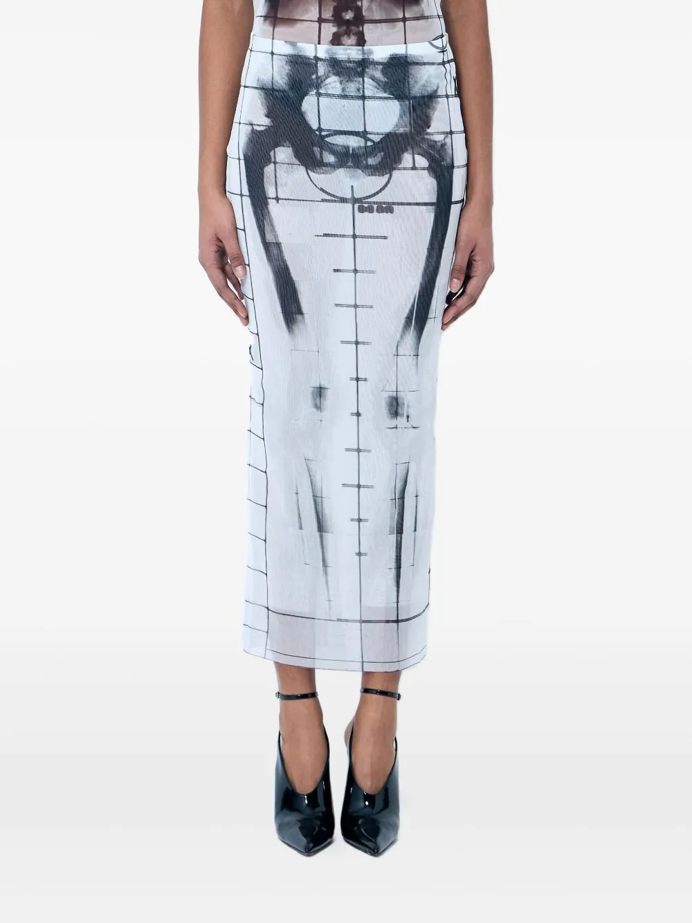 Jean Paul Gaultier Midi-rok met abstracte print Blauw