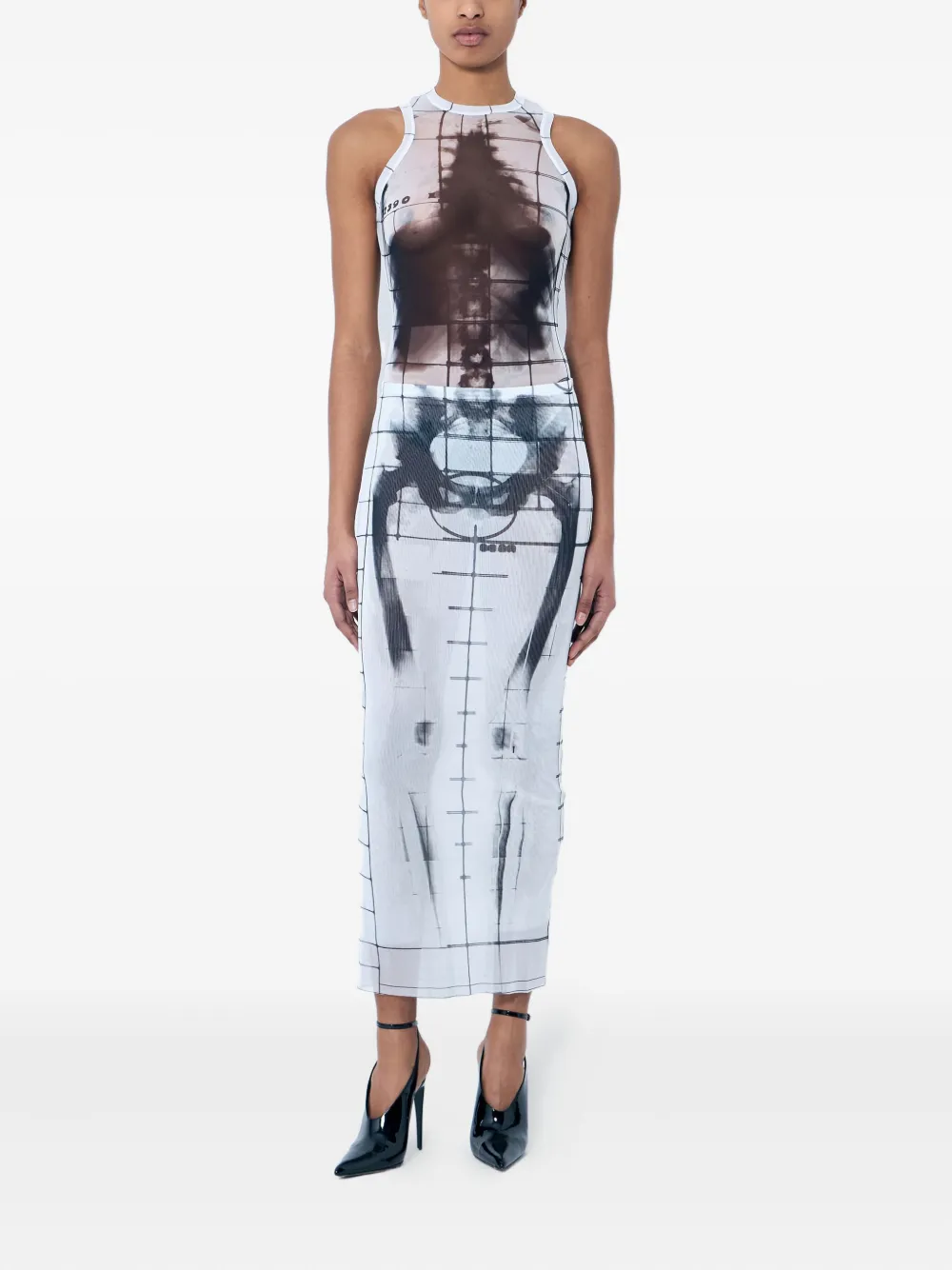 Jean Paul Gaultier Midi-rok met abstracte print 0100 BLUE