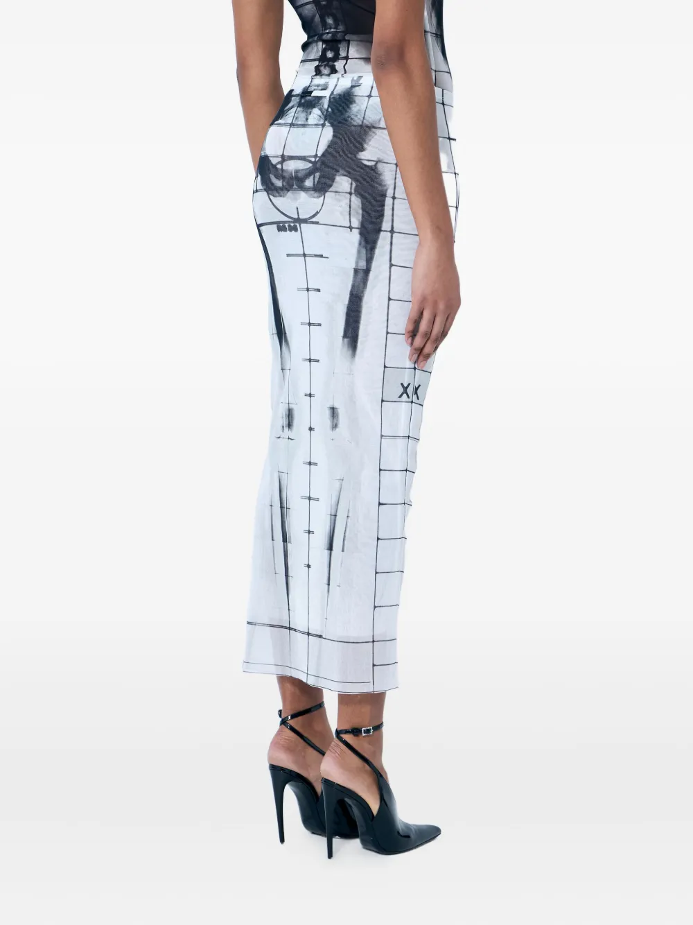 Jean Paul Gaultier Midi-rok met abstracte print 0100 BLUE