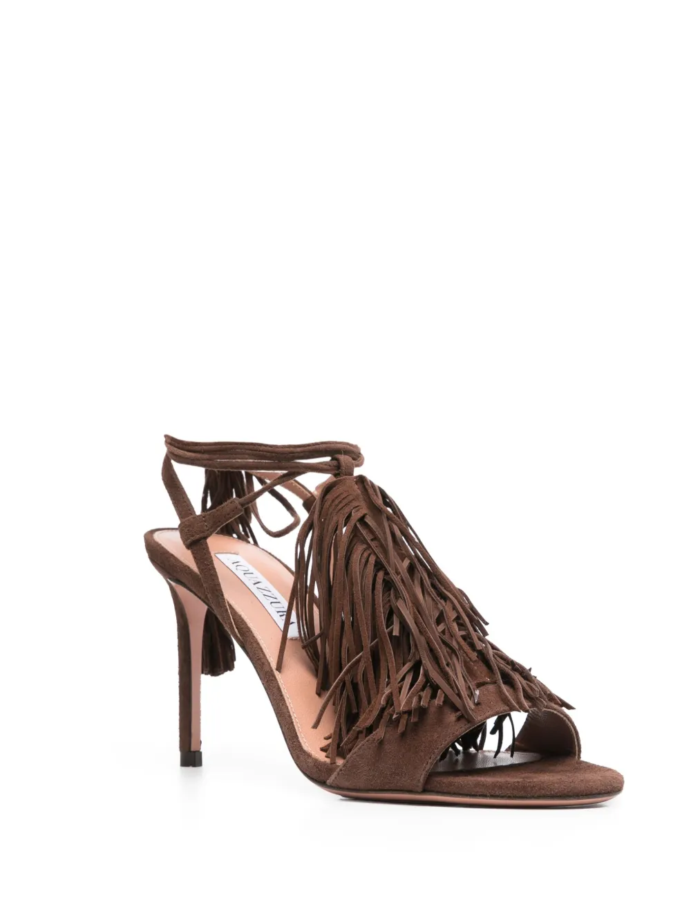 Aquazzura 85mm Fringed Sandals In Brown