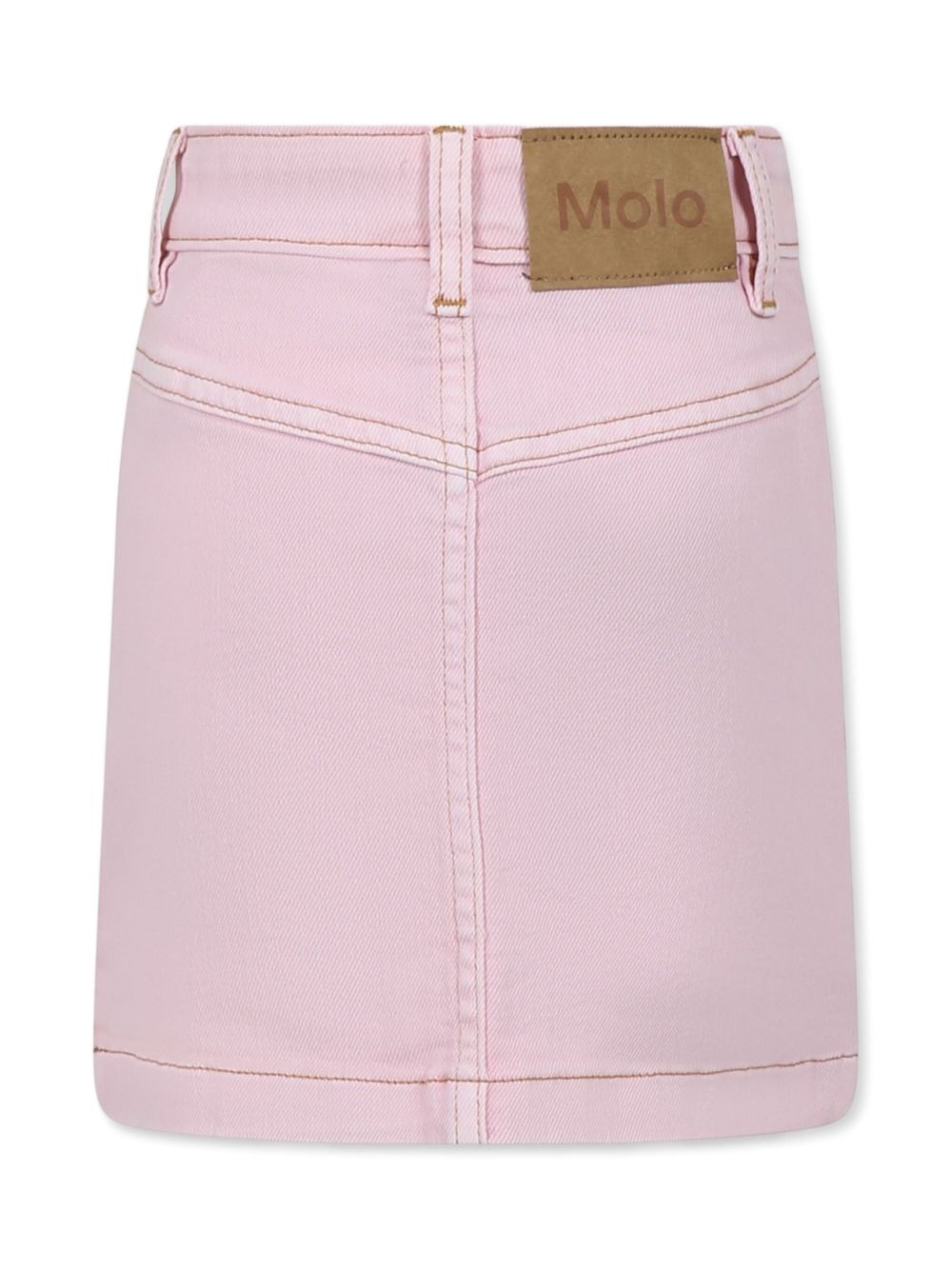 Molo logo-tag denim skirt - Roze