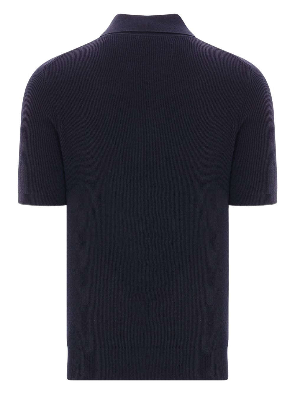 Brunello Cucinelli ribbed-knit polo shirt - Blauw