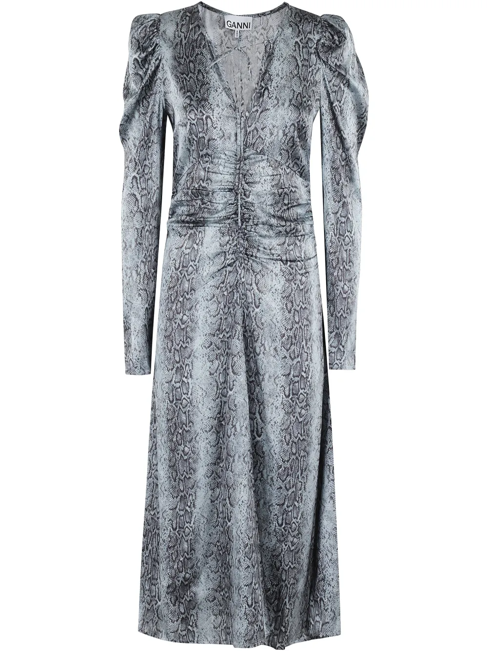 GANNI python-print dress - Blu