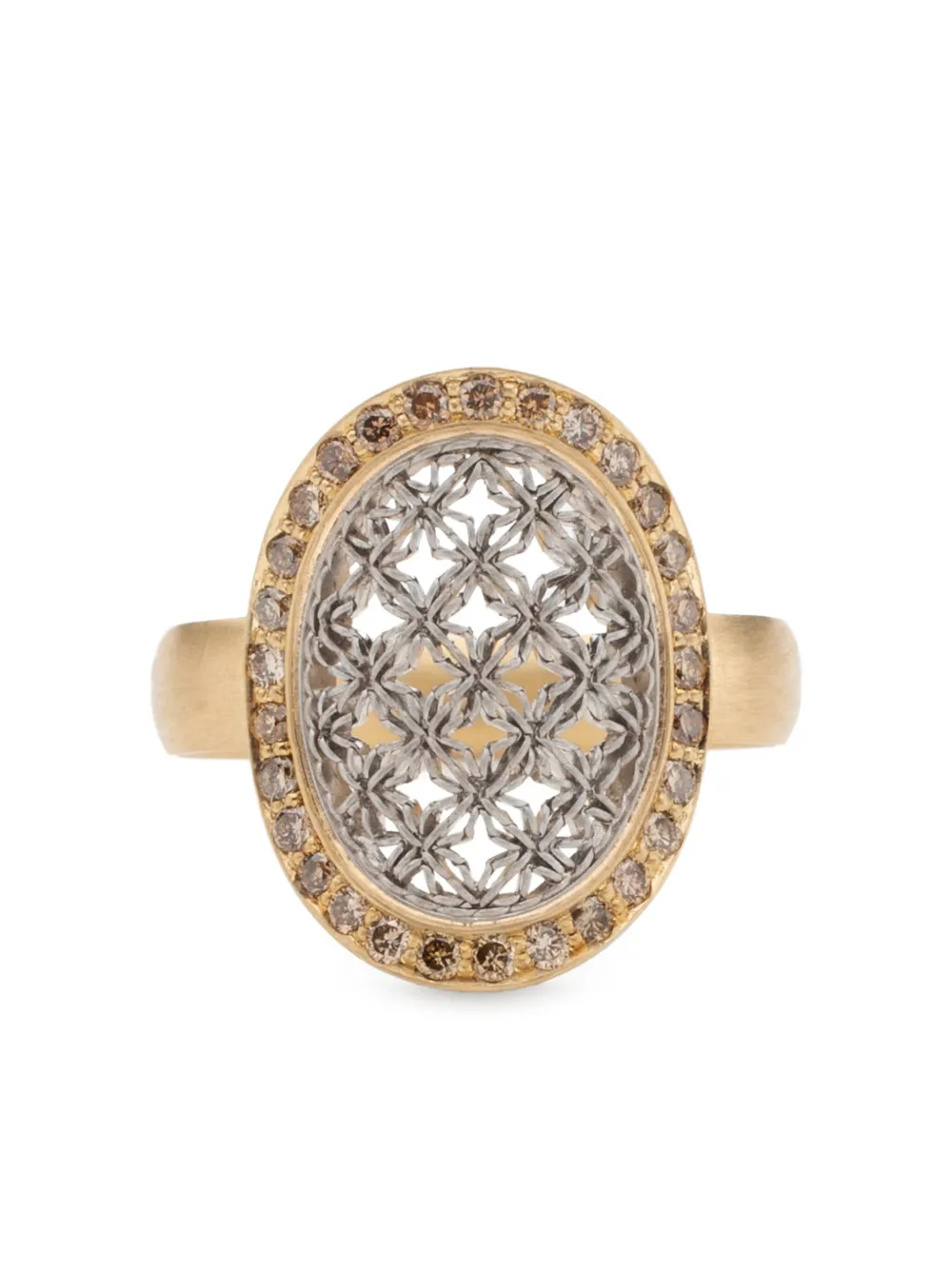 18kt yellow gold Damask diamond ring