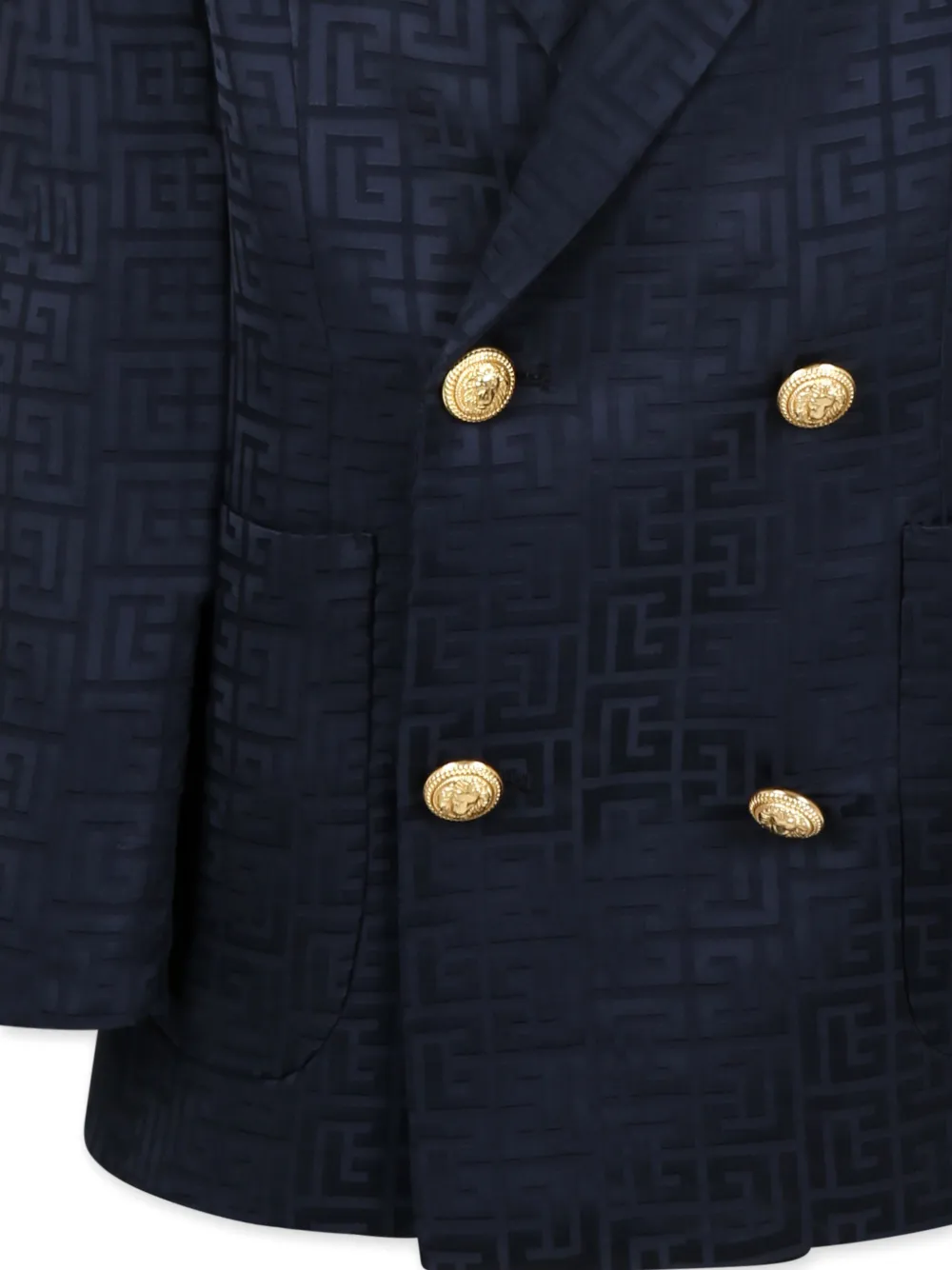 Shop Balmain Pb Monogram-jacquard Blazer In 蓝色