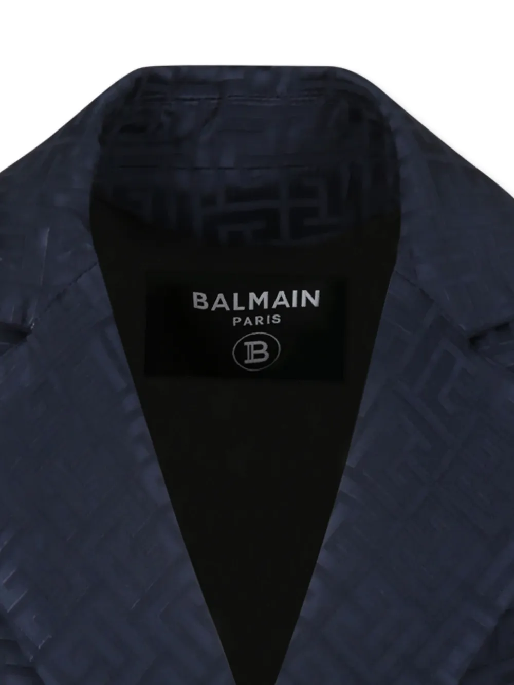 Shop Balmain Pb Monogram-jacquard Blazer In 蓝色