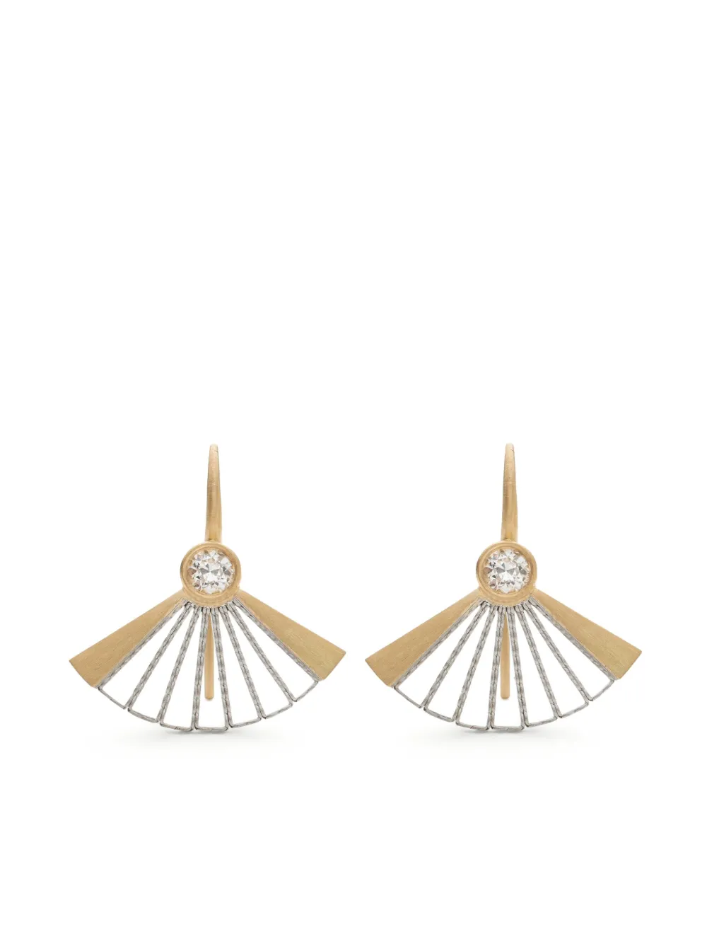 18kt yellow gold Vintage Fan diamond earrings