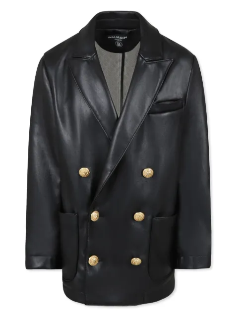 Balmain Kids faux-leather blazer
