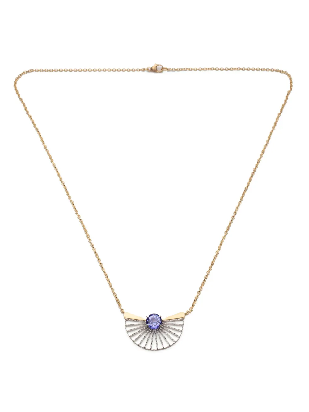 18kt yellow gold Large Fan tanzanite necklace