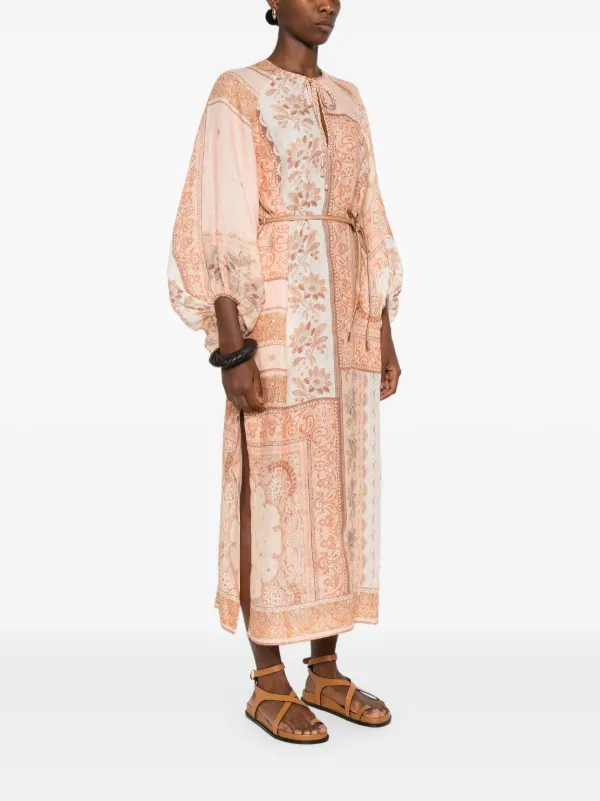 ZIMMERMANN Lucky Midi Dress | Pink | FARFETCH RO