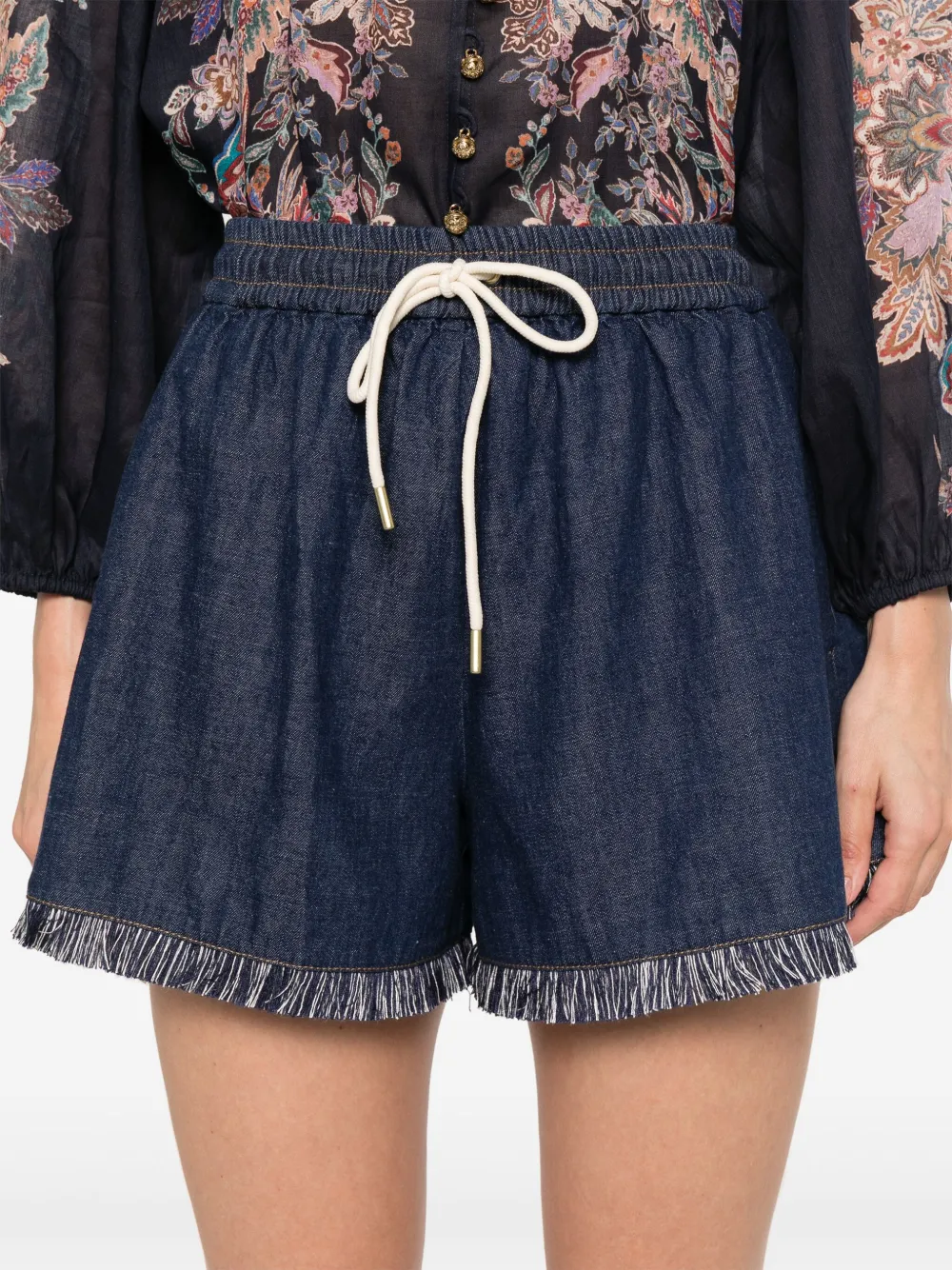 Shop Zimmermann Rhiannon Shorts In Blue