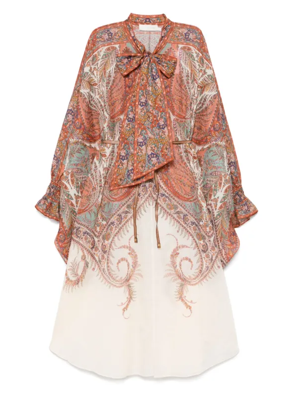 送料込/関税込■ZIMMERMANN■Rhiannon 刺繍コットンミディドレス ZIMMERMANN Rhiannon ミニドレス | ニュートラル | FARFETCH JP