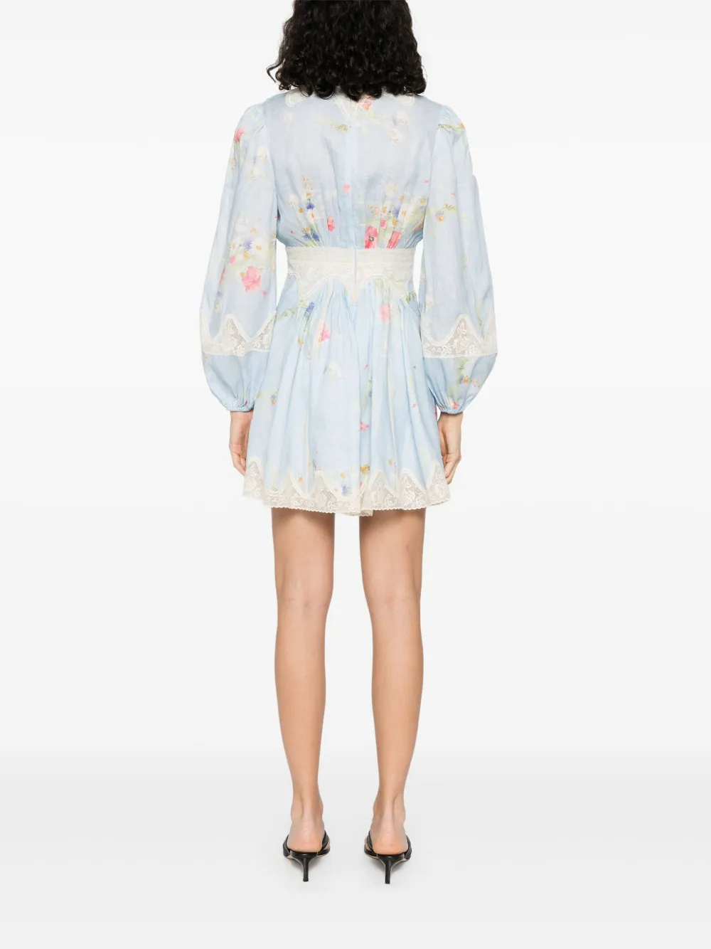 ZIMMERMANN Lucky mini-jurk met kant Blauw
