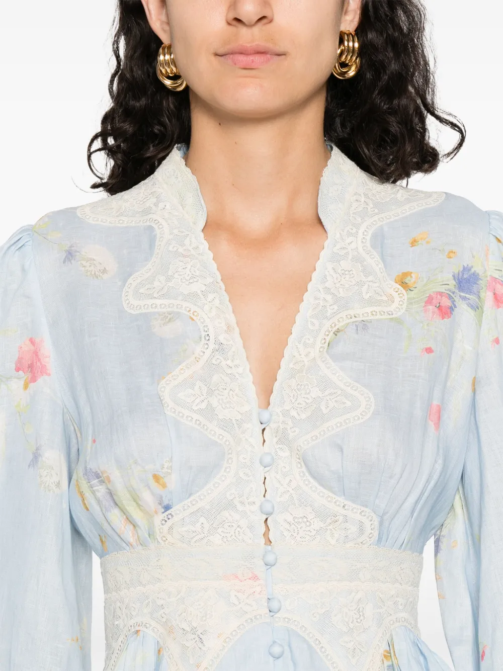 ZIMMERMANN Lucky mini-jurk met kant Blauw