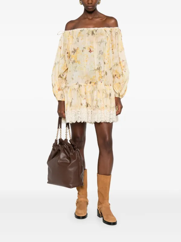 ZIMMERMANN Cascadian Mini Dress | Yellow | FARFETCH
