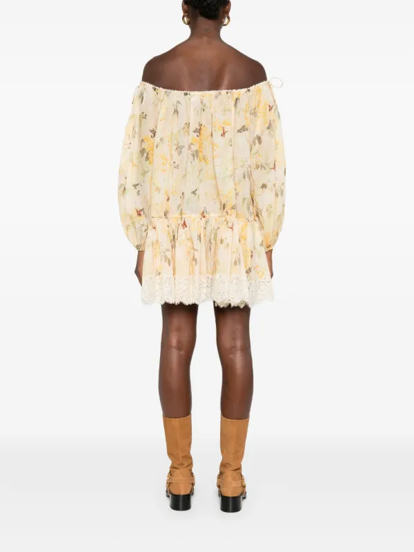 ZIMMERMANN Cascadian Mini Dress | Yellow | FARFETCH