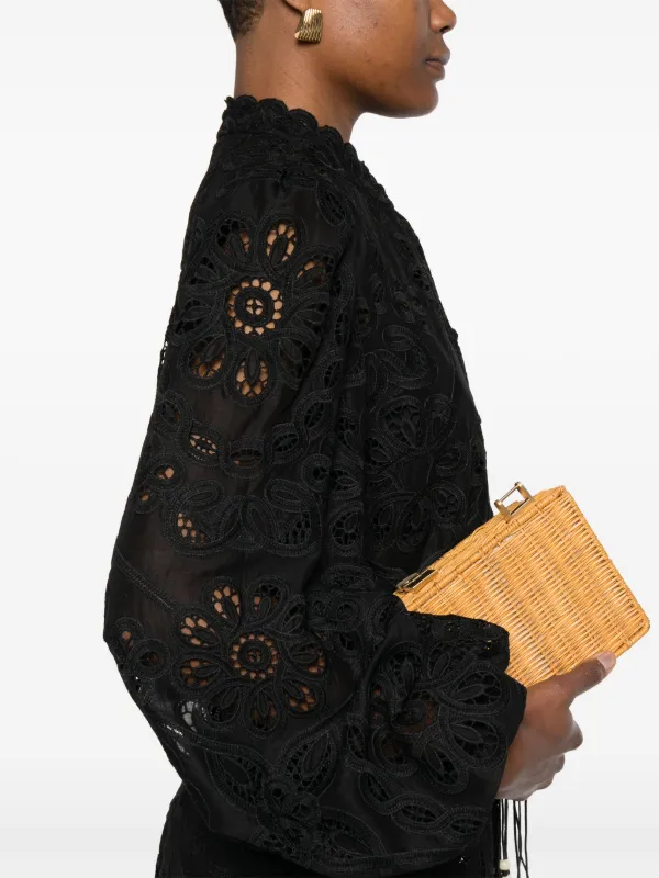 ZIMMERMANN Rhiannon Embroidered Blouse | Black | FARFETCH