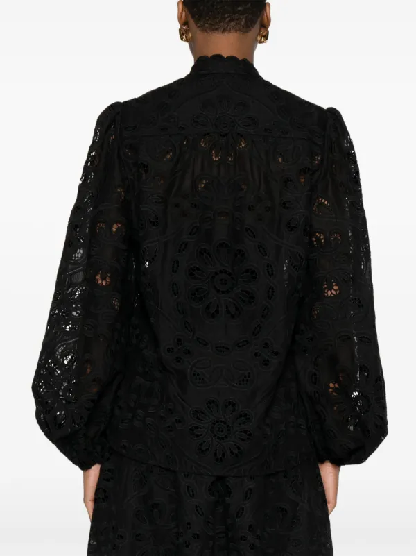 ZIMMERMANN Rhiannon Embroidered Blouse | Black | FARFETCH