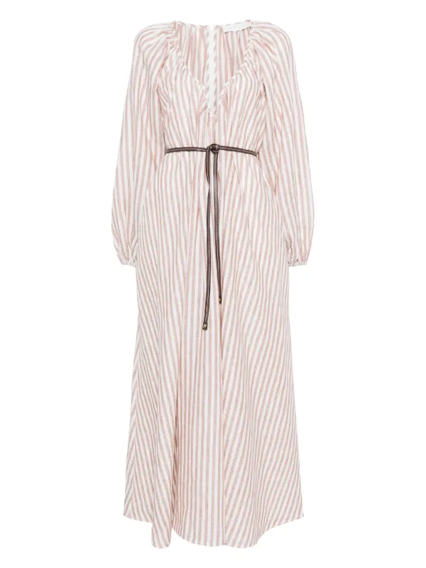 zimmermann maxi dress sale Zimmermann Tan Stripe Cascadian Linen Maxi Dress