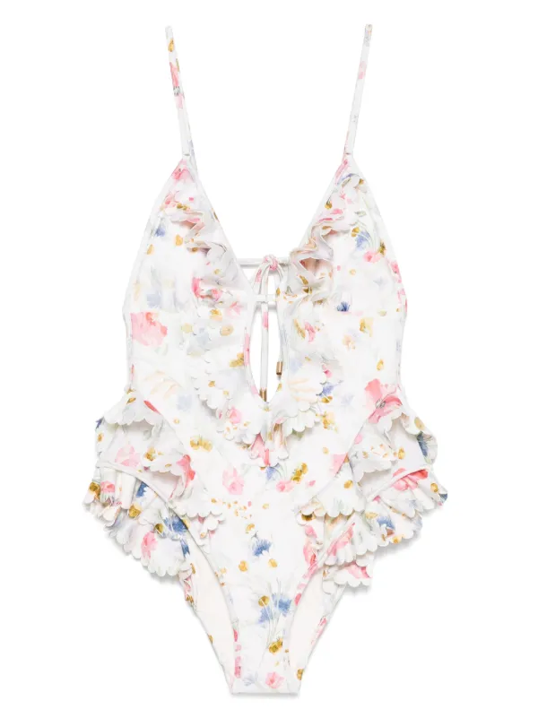 透かし編み★ワンピース水着★ ZIMMERMANN ZIMMERMANN Lucky Waterfall ワンピース水着 | ホワイト