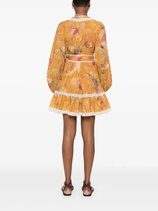 ZIMMERMANN ASCENSION ショートドレス Zimmermann Ascension Plunge Mini Dress | Neiman Marcus
