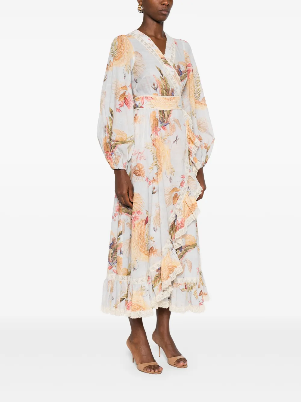 ZIMMERMANN Ascension Frill midi dress Blauw