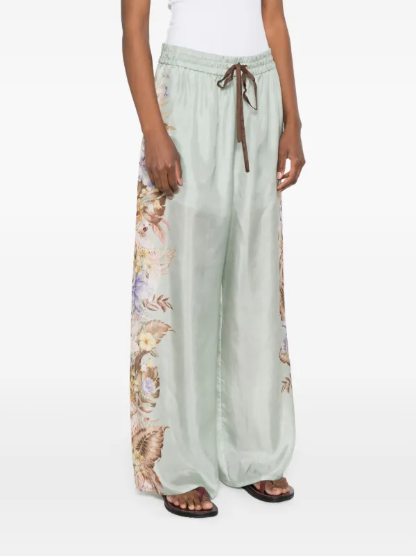 パンツ ZIMMERMANN COCO PRINTED SILK TROUSERS ZIMMERMANN Coco Trousers | Green | FARFETCH JO