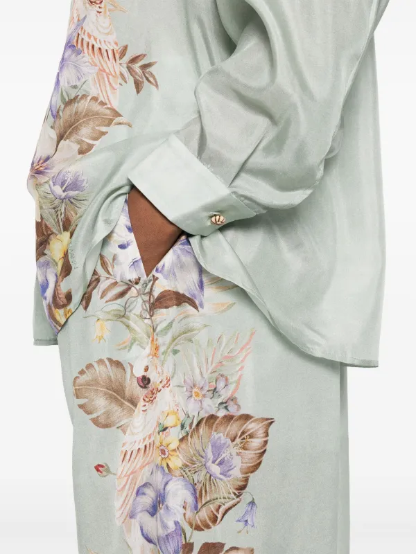 パンツ ZIMMERMANN COCO PRINTED SILK TROUSERS ZIMMERMANN Coco Trousers | Green | FARFETCH JO