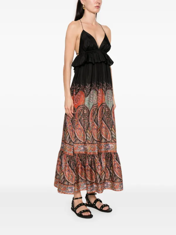 sachin and babi light blue dress Betsy & Adam Women's Petite Long Embroidered Halter Chiffon Gown, Black/Gold main image 0