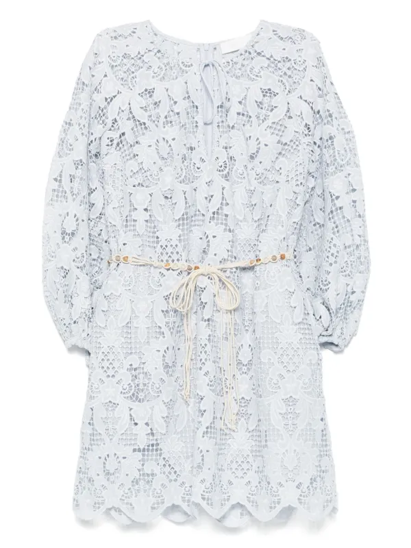 ハ*リ様 【Zimmermann 正規品】レースディテールドレス ZIMMERMANN レースディテール ミニドレス | ブルー | FARFETCH JP