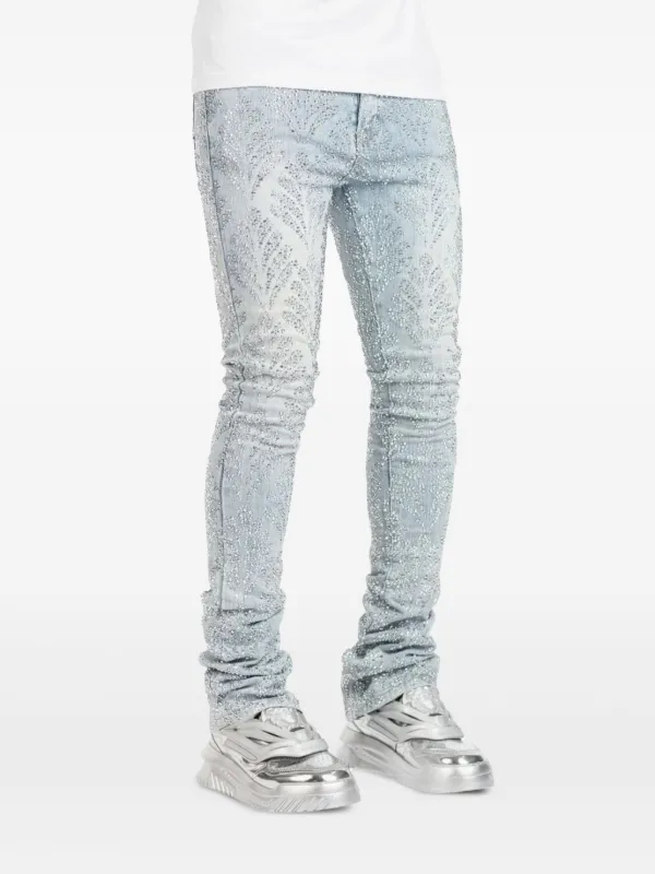 low-rise "Black Wash Blowout" slim jeans