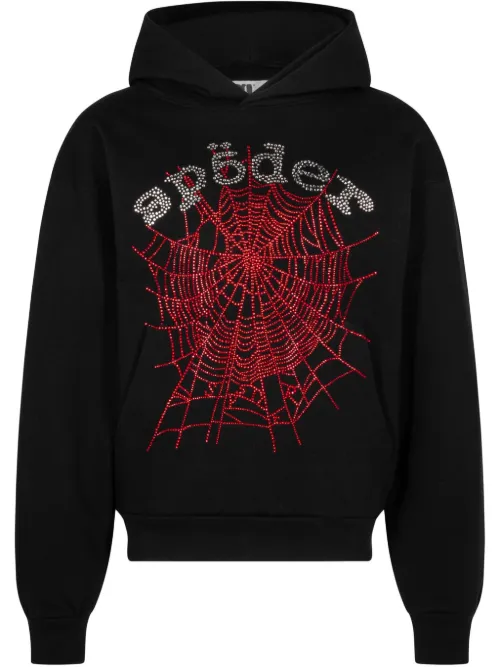 Hoodie Rhinestone OG Web V2 'Black' - SP5DER - Modalova