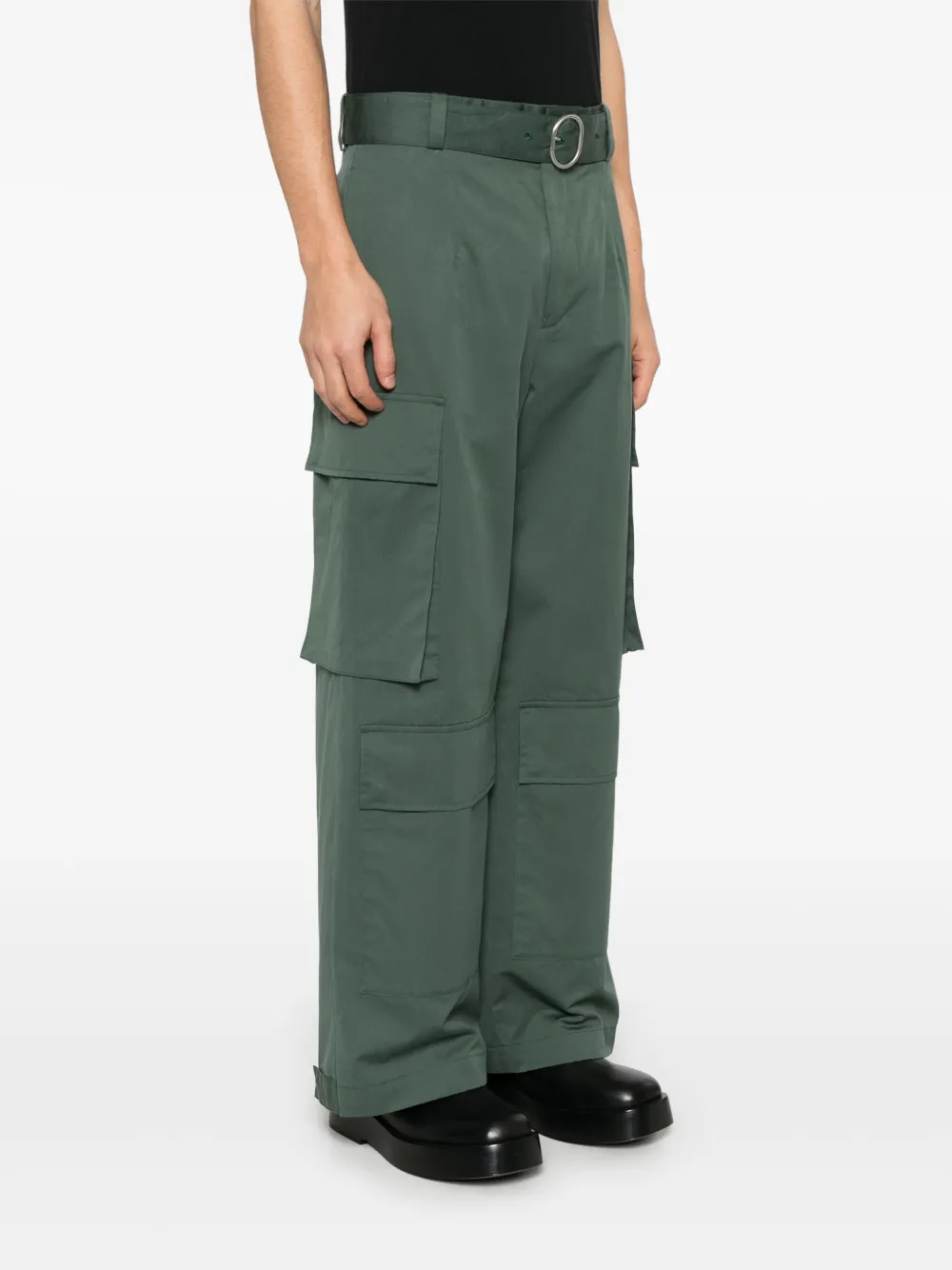 Jil Sander Belted Cargo Trousers | Green | FARFETCH
