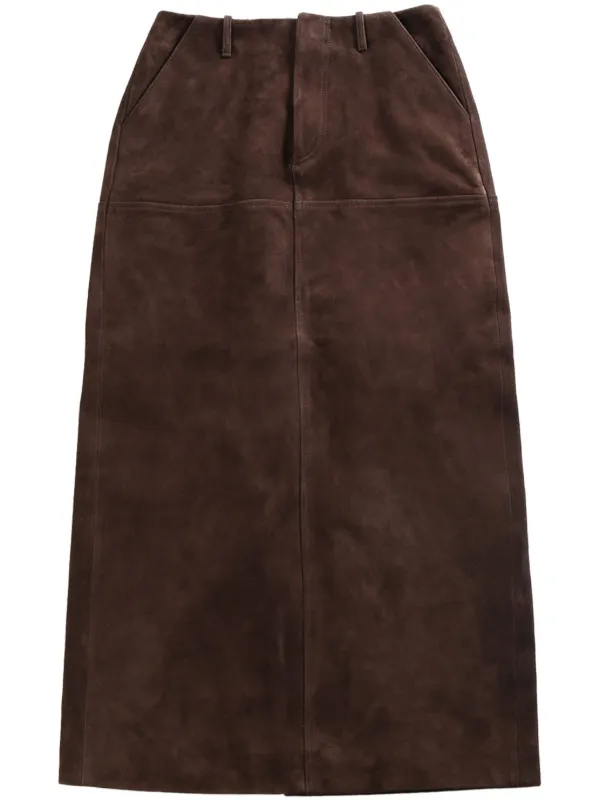 ATELIER NEW YORK Suede Midi Skirt | Brown | FARFETCH