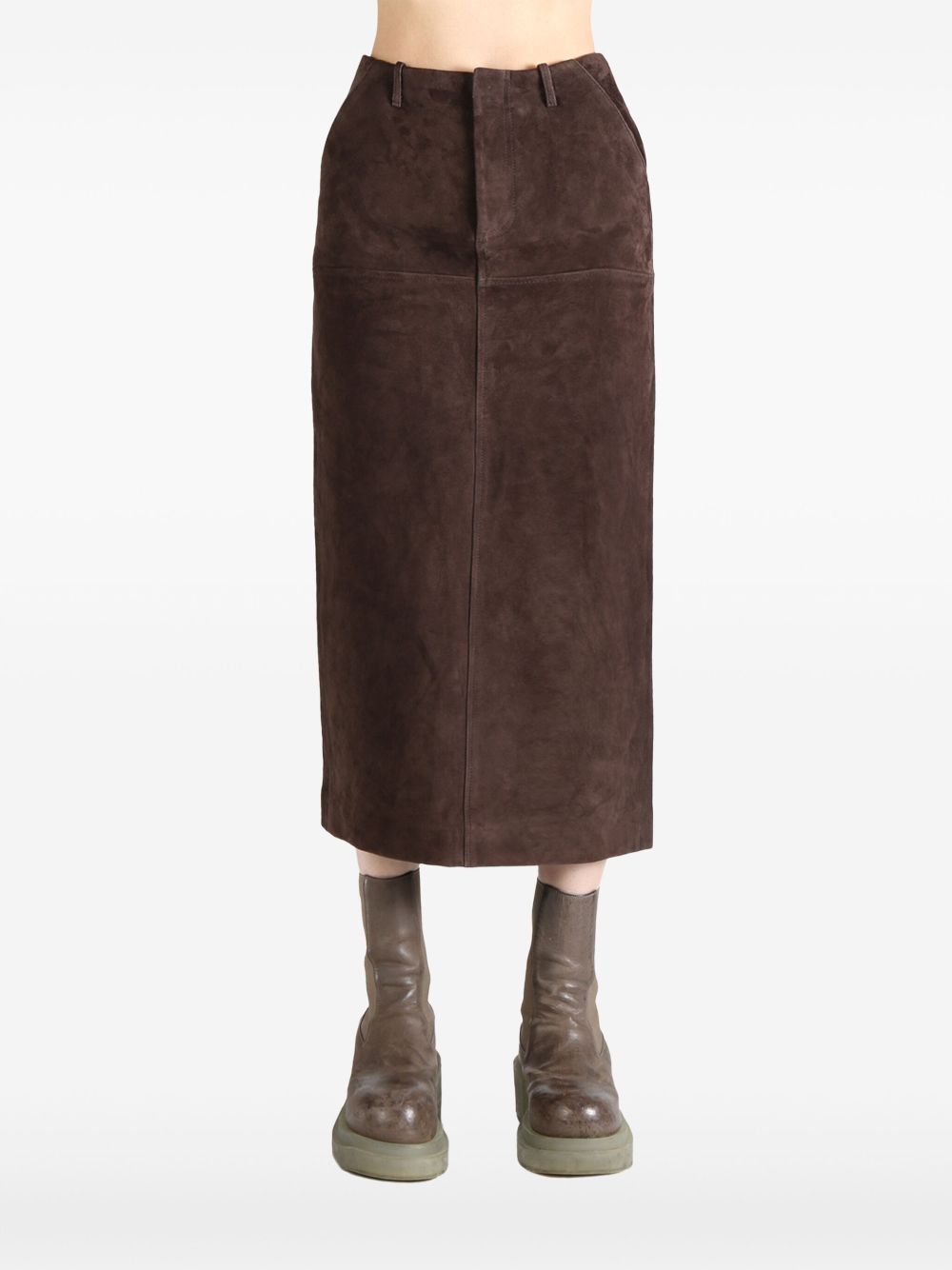 ATELIER NEW YORK suede midi skirt - Bruin