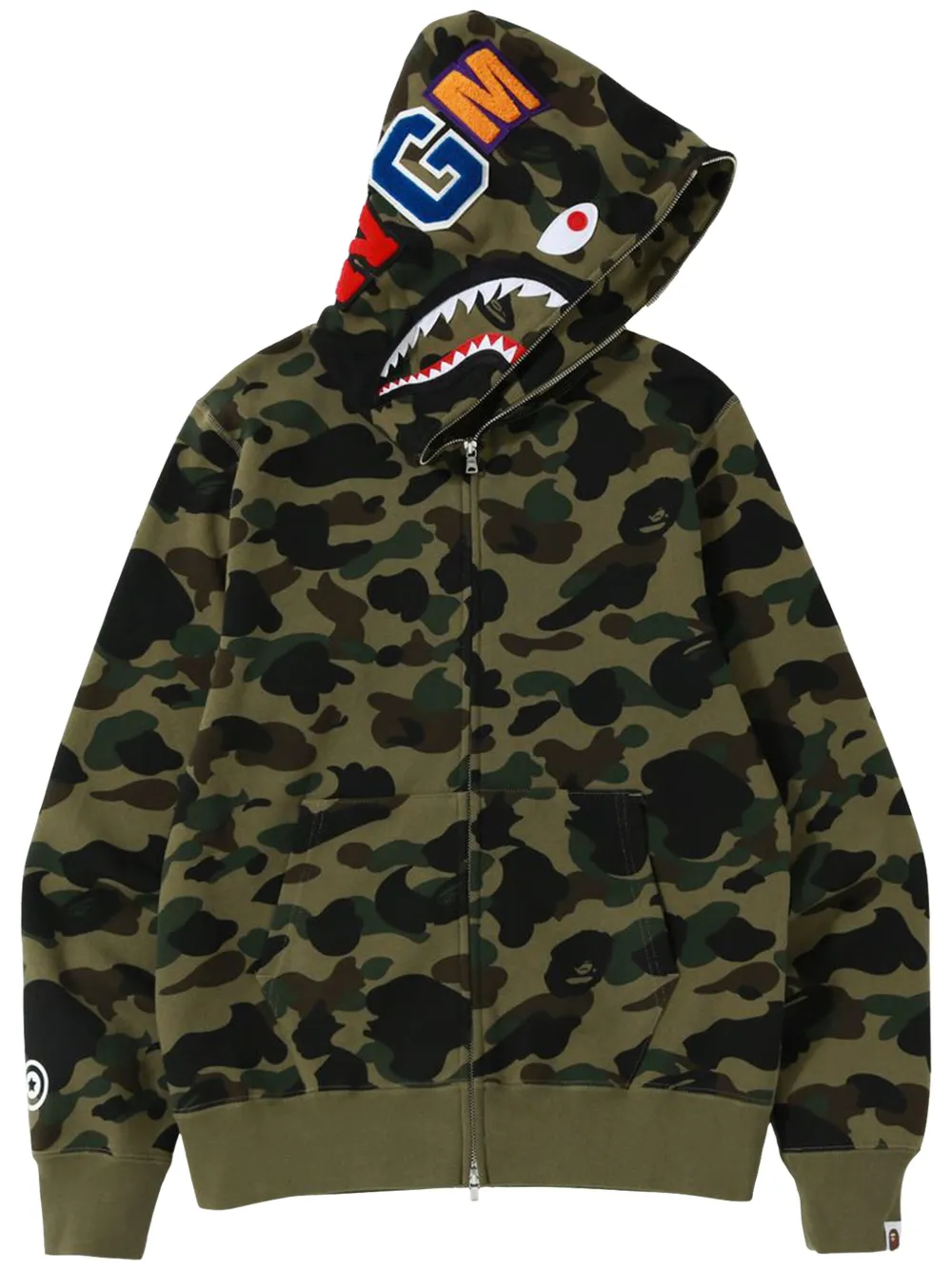 A BATHING APE® 1st Camo Shark Full Zip Hoodie "GREEN" | Green | Image 1