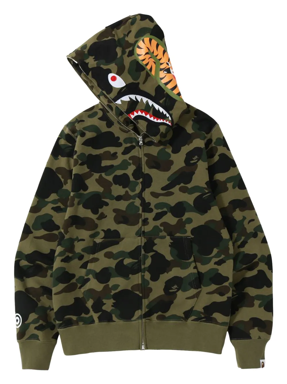 A BATHING APE® 1st Camo Shark Full Zip Hoodie "GREEN" | Hoodies | Image 2