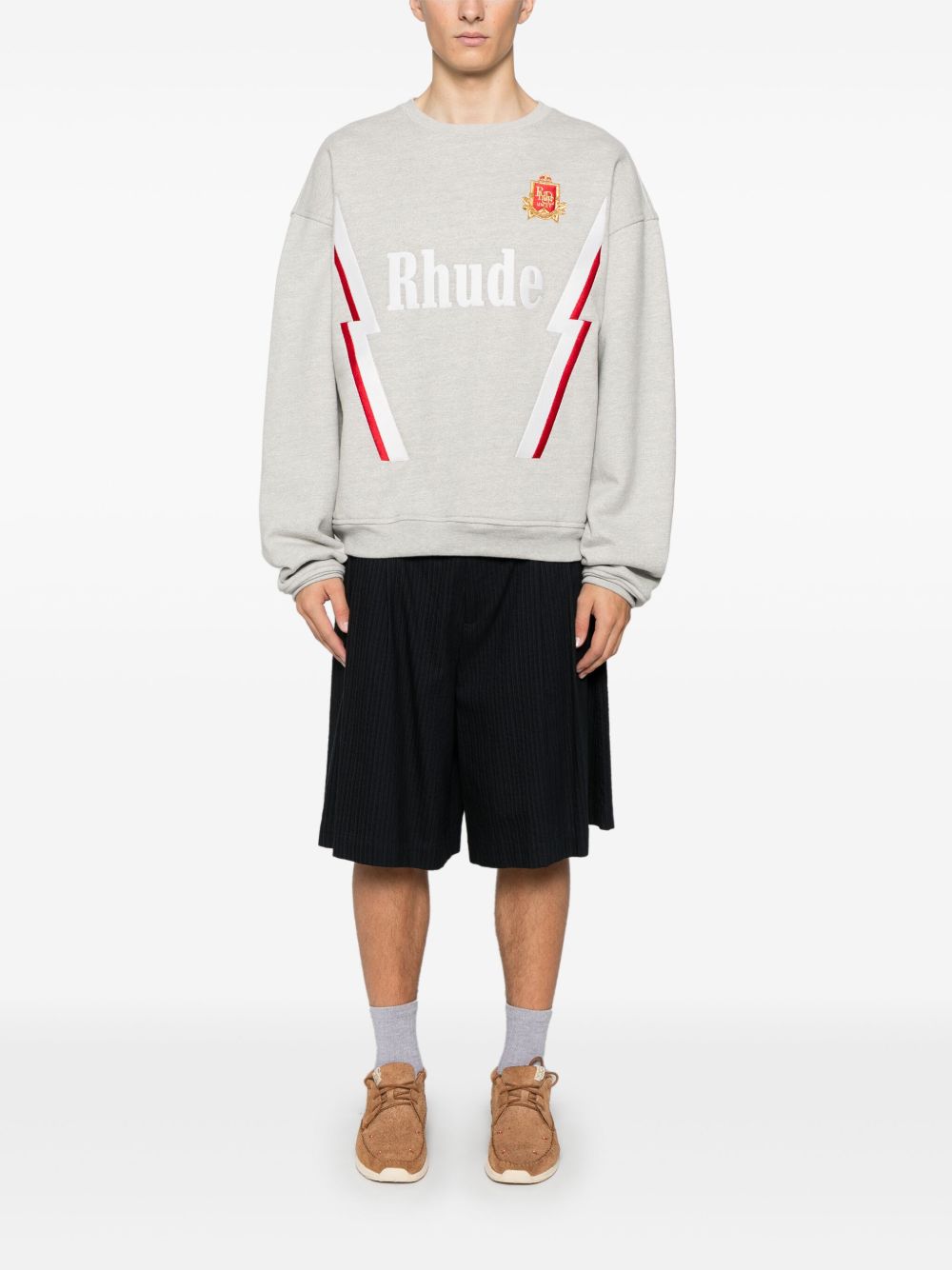 RHUDE Lightning Crewneck Heather Grey GREY - C906 HEATHER GREY