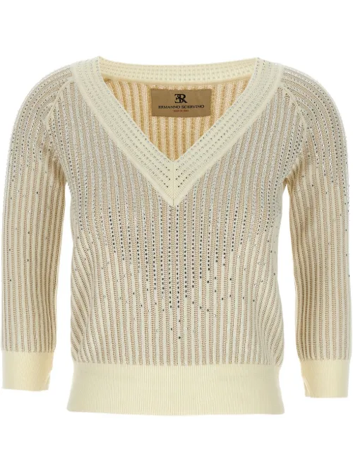 Pull à ornements strassés - Ermanno Scervino - Modalova
