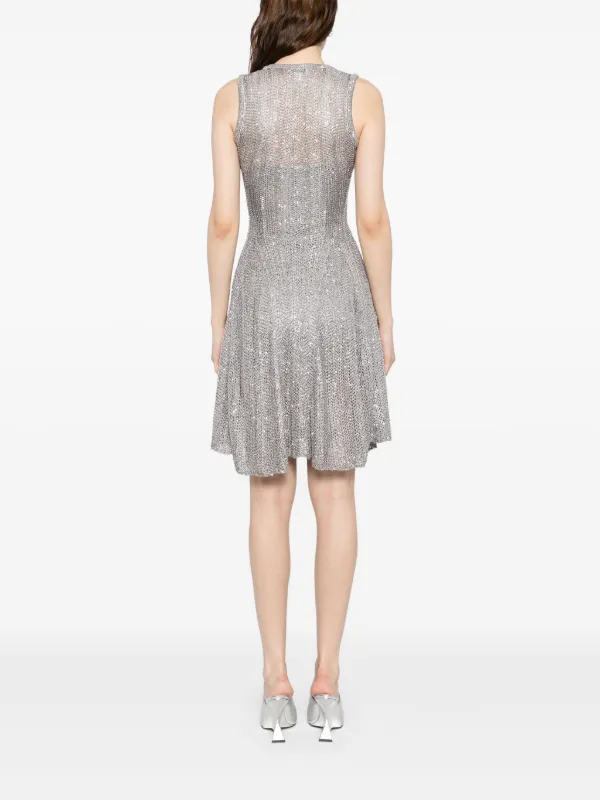 【ALAIA直営店】ROBE PATINEUSE EN MAILLE A SEQUINS Alaïa Robe Sequin Dress | Grey | FARFETCH