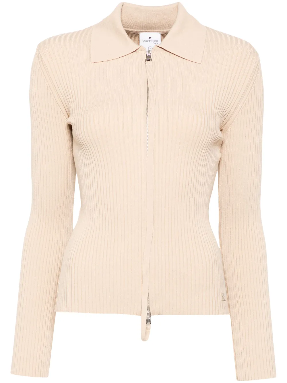 Courrèges Double Zipped Rib Knit tops | Neutrals | Image 1