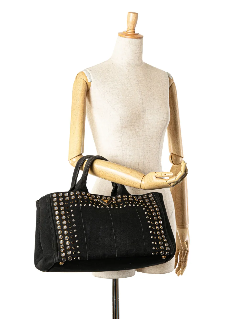 Prada Pre-Owned 2010-2024 Canapa Denim Bijoux boekentas - Zwart