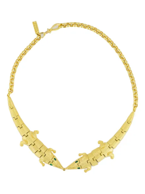 Begüm Khan 24kt gold-plated Crocodile emerald necklace