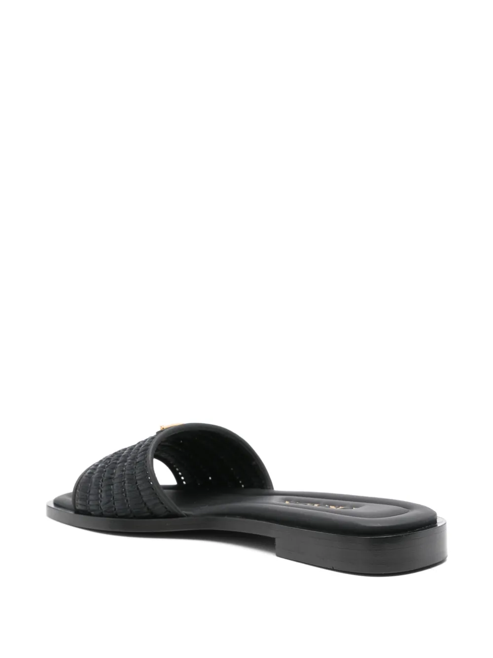 Prada Slippers met driehoekig email Zwart