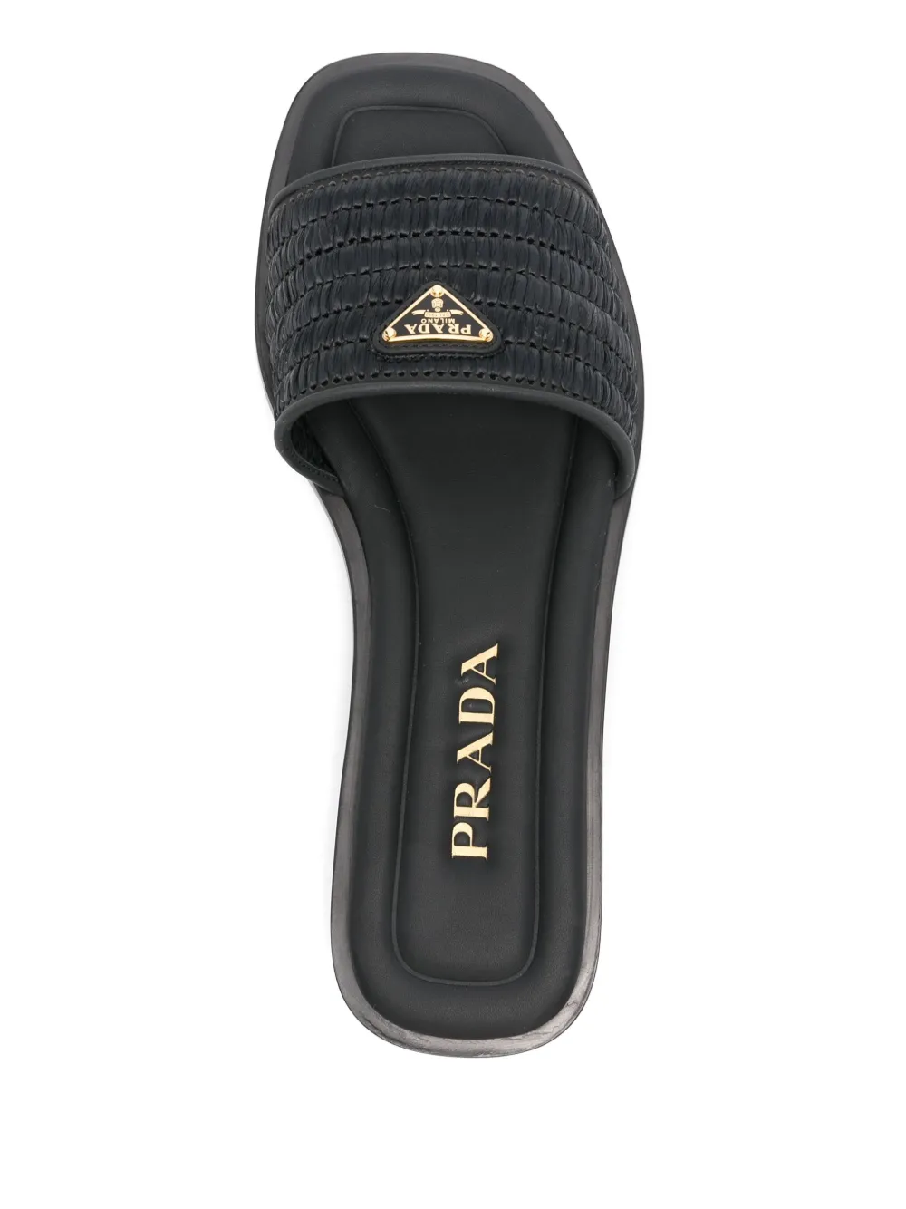 Prada Slippers met driehoekig email Zwart