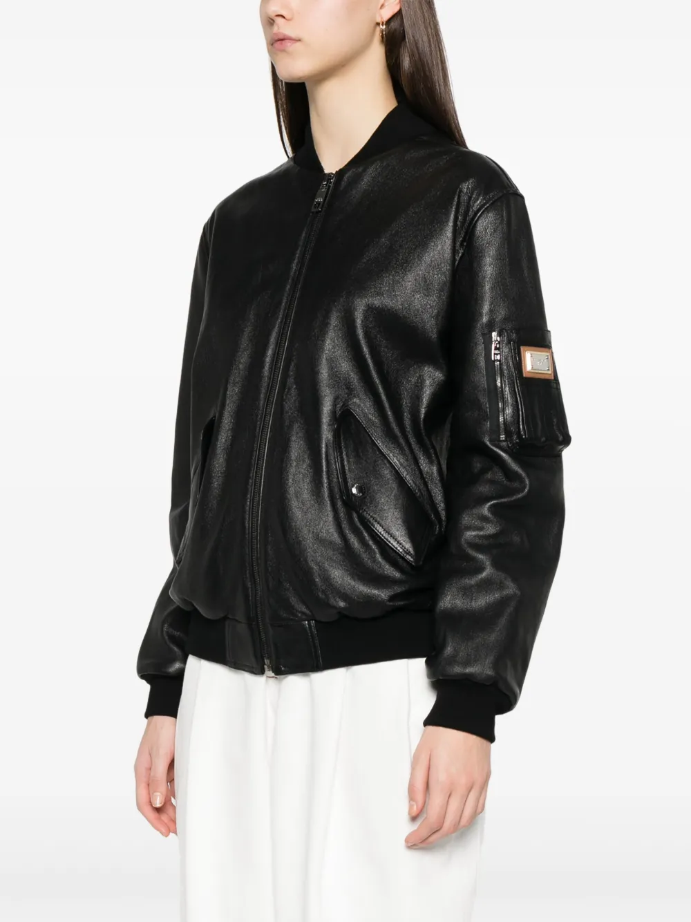 Dolce & Gabbana Leren jack Zwart