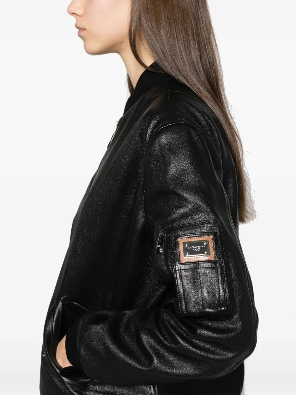 Dolce & Gabbana Leren jack Zwart